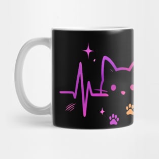 Heartbeat Cat Lover Animal Silhouette Cute Cat Mug